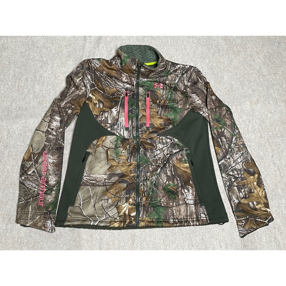 Under Armour Storm Scent Control Camo Jacket Womens Medium Pink Trim Hunting